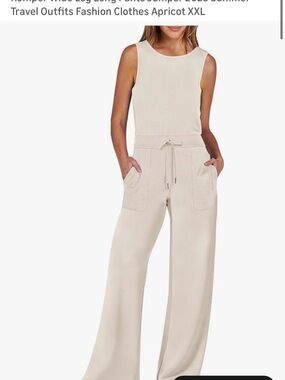 Caracilia Sleeveless Wide-Leg Jumpsuit in Light Beige XXL NWT